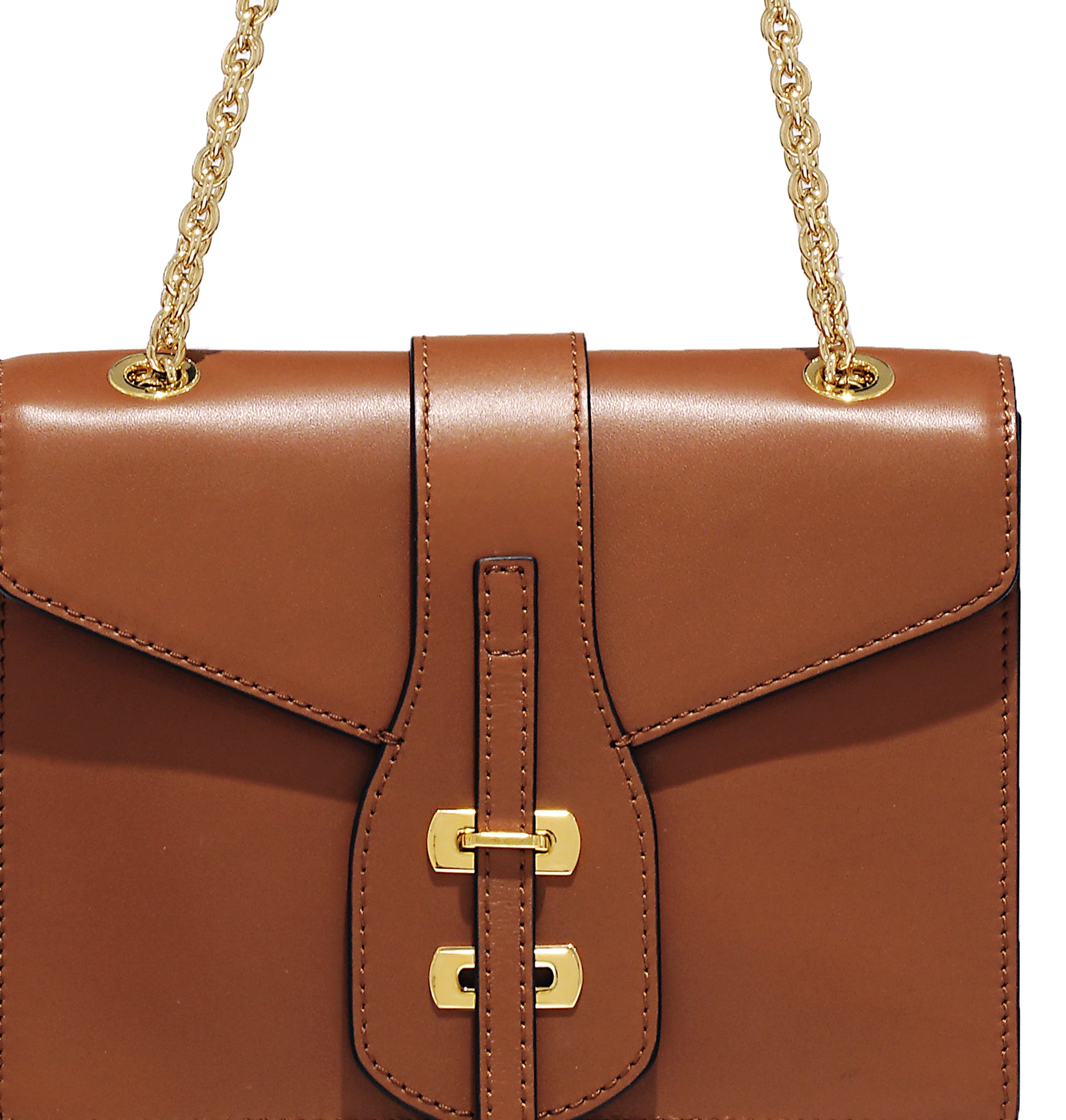 Marcella Chain Bag in tan – front view highlighting warm leather tones and gold hardware