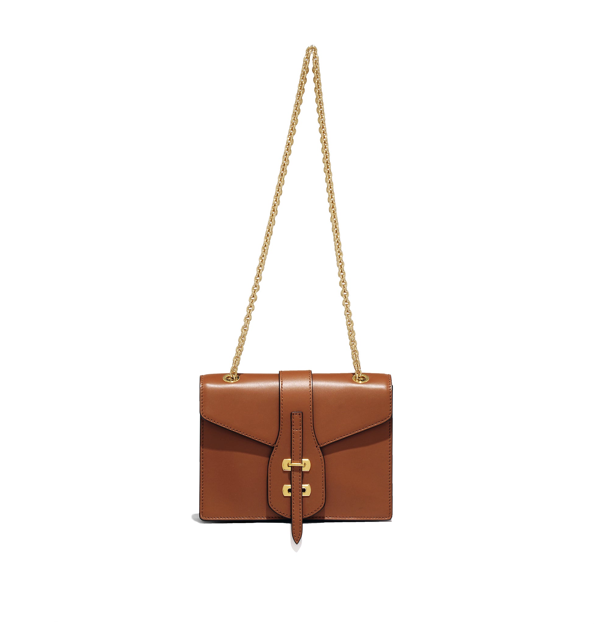 Marcella Chain Bag in tan – front view highlighting warm leather tones and gold hardware