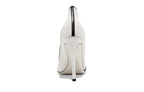 Back view of Isabella Kron Miriam Albatros pump in off‑white suede, showcasing stiletto heel 