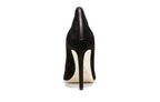 Back view of Isabella Kron Miriam Black Suede Pump, highlighting heel counter and refined suede texture along heel column