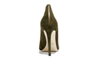 Back view of Isabella Kron Miriam Palude Suede Pump, showcasing heel counter and rich suede texture on the heel column