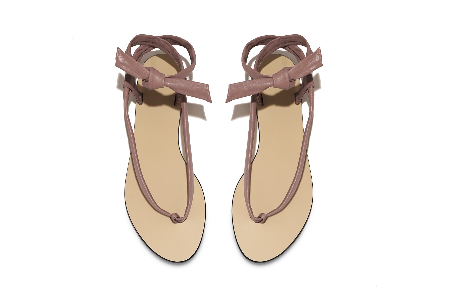 Overhead view of Patti Sandal in dattero – minimalist Italian sandal with elegant leather straps