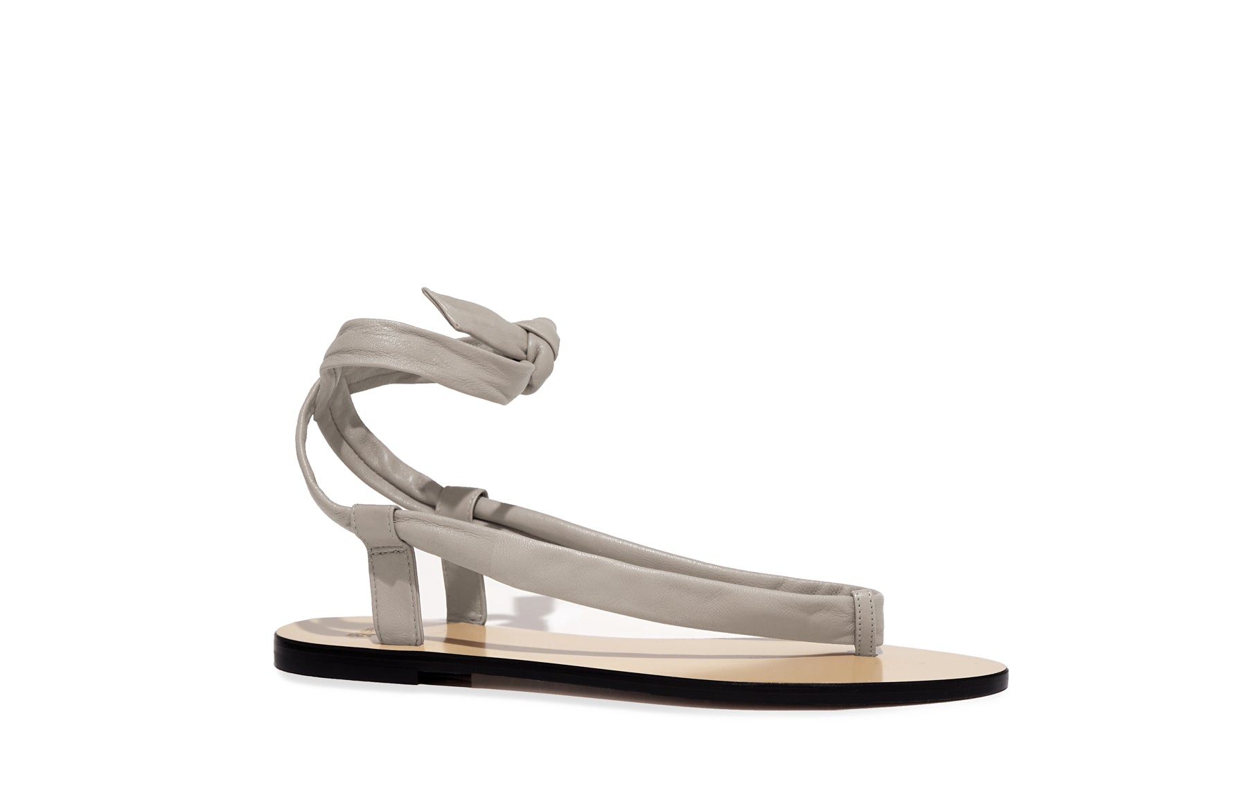 Patti Sandal in nappa leather – front view in soft scoglio grey-blue, handcrafted in Italy by Isabella Kron