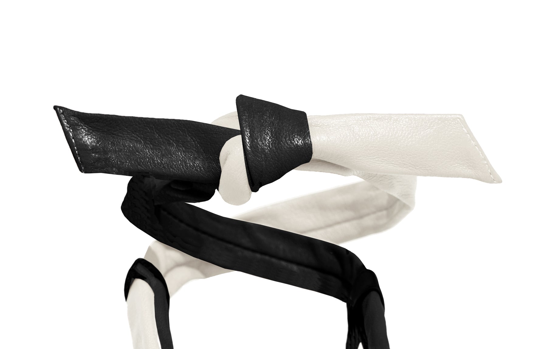 Patti Sandal in tapioca and nero – refined two-tone Italian leather sandal with minimalist silhouette