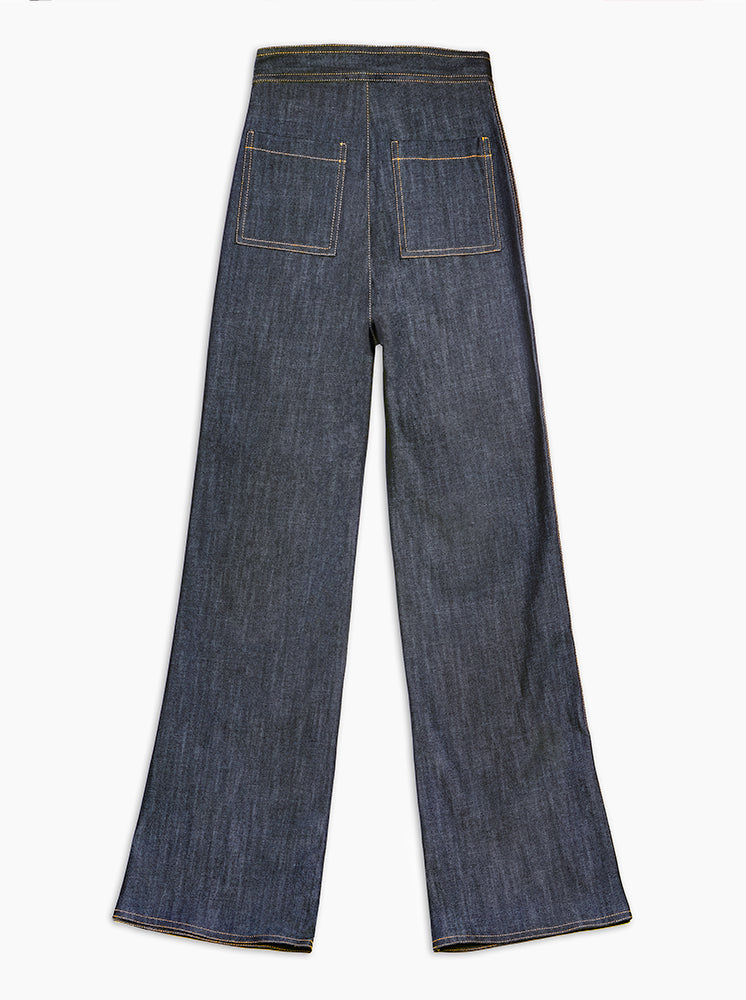 Back view of Soho Denim Pant – high-rise design with clean lines
