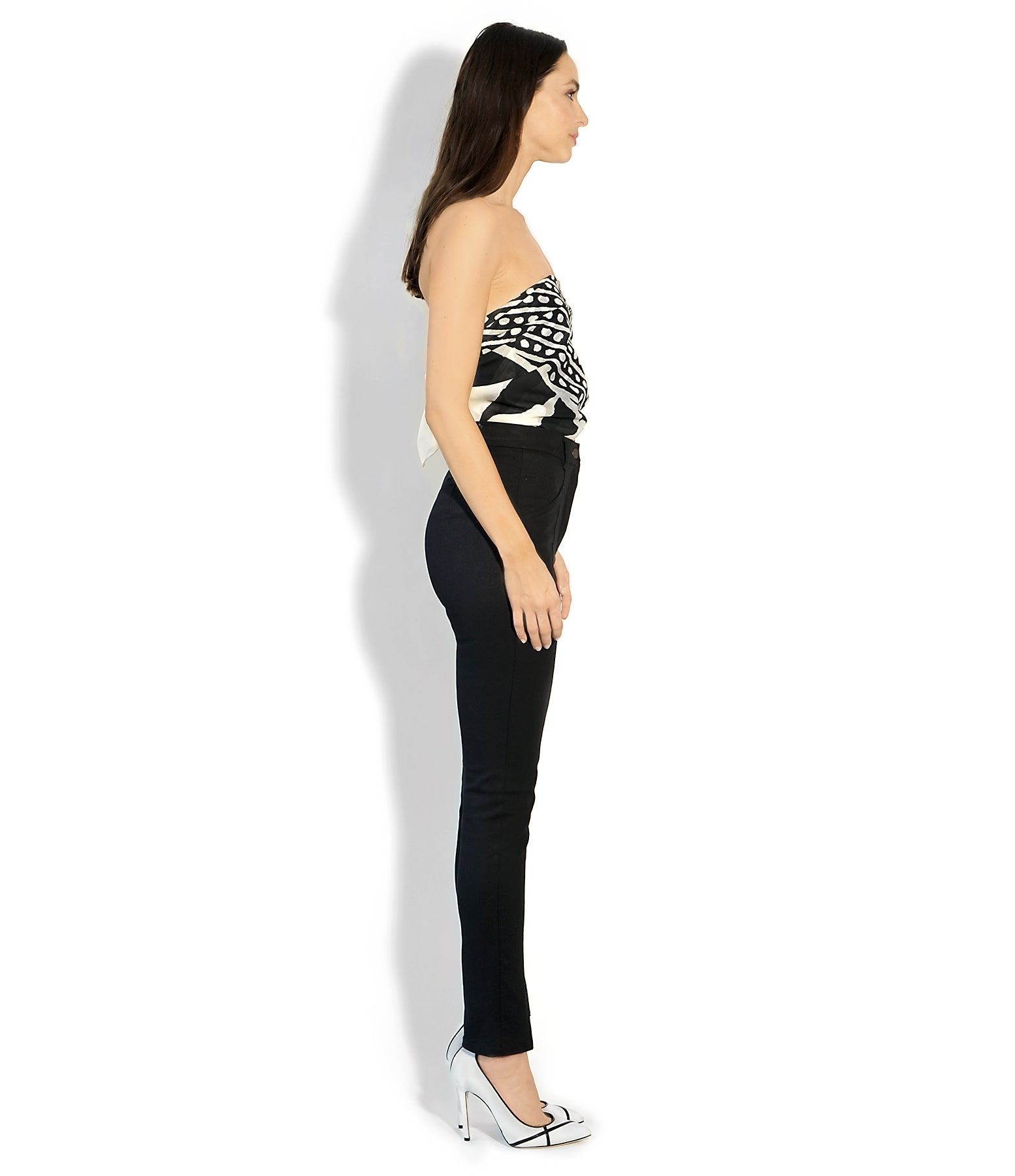 Side view of Isabella Kron Valentina Pant in black, highlighting high-rise fit and ankle slit for a refined silhouette